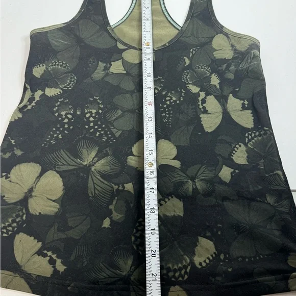 Lululemon Women's Size 0 Tank Sleeveless Green Butterfly Polyester Crew Neck - Picture 3 of 5